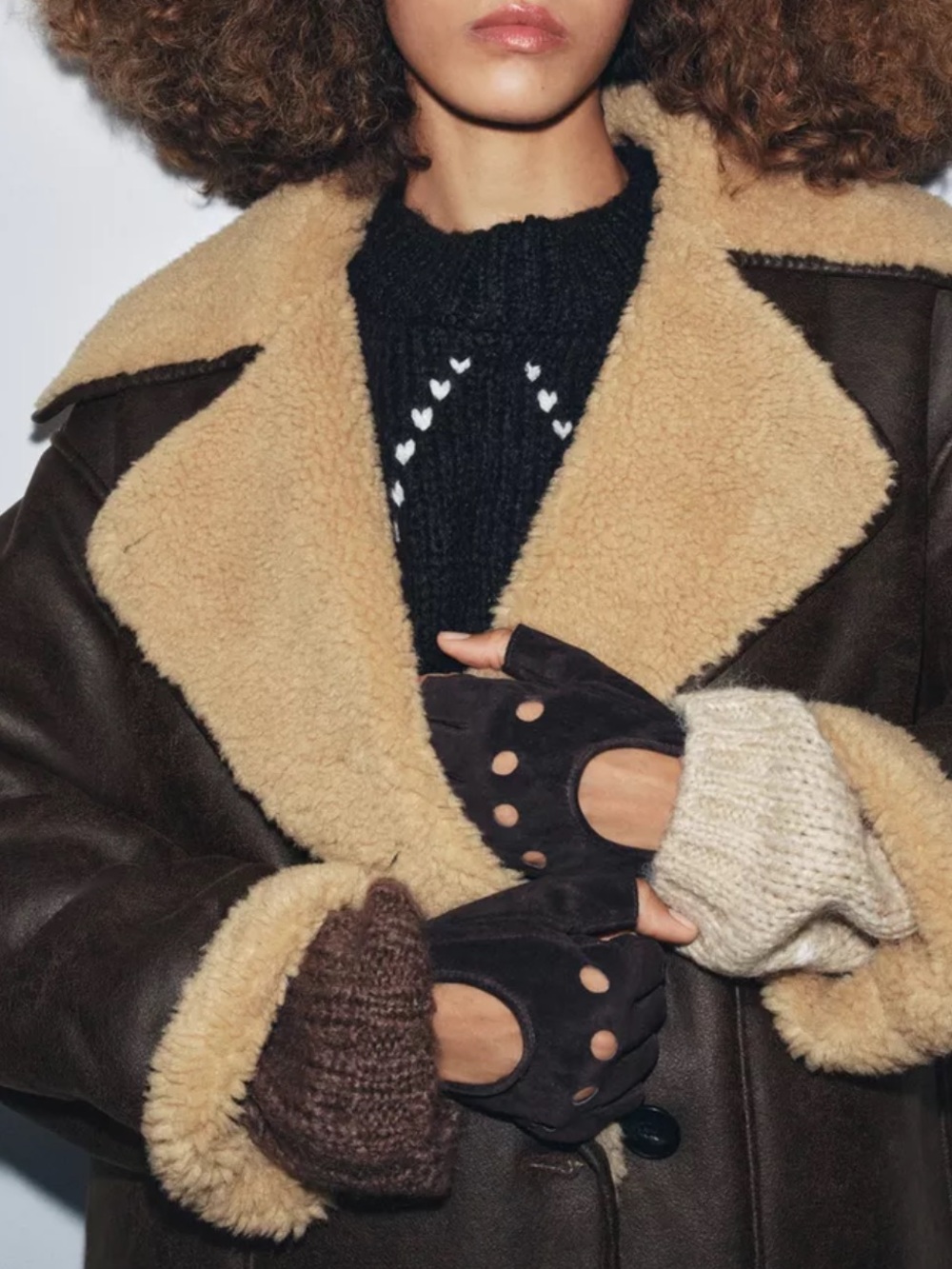 NWT Zara Suede Leather Gloves Fingerless Brown M Retro Classic Y2K